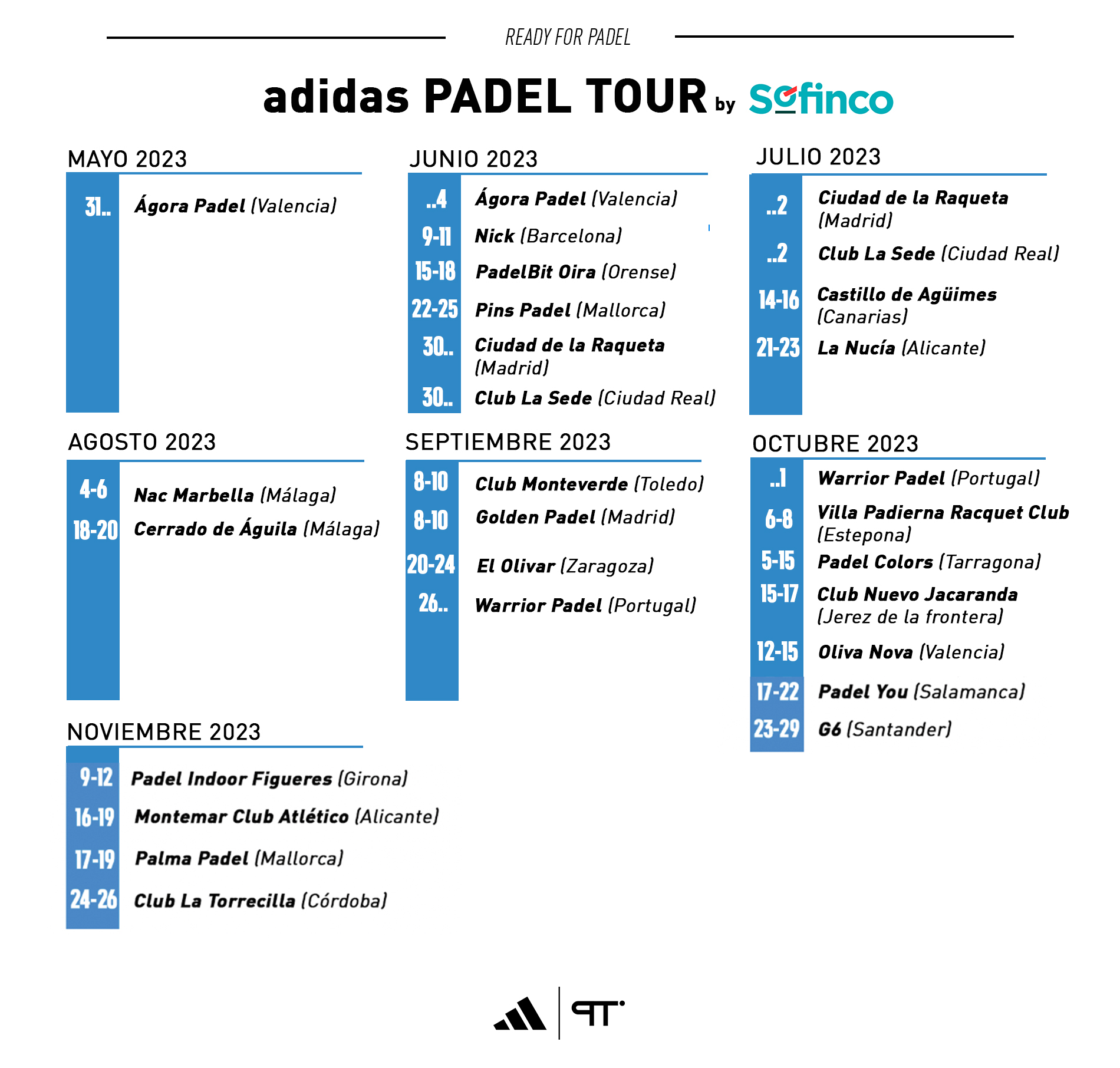 Calendario adidas Padel Tour